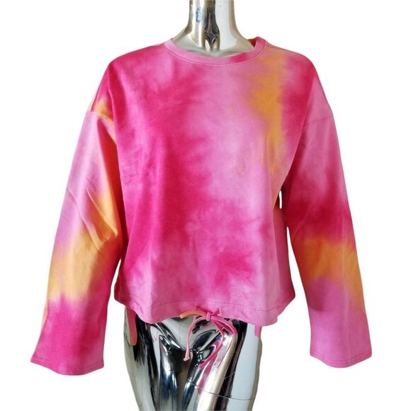 14th & Union Sweatshirt Womens Small Pink Orange Tie Dye Terry Stretch - Picture 1 of 12